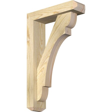 Ekena Millwork Olympic Craftsman Rough Sawn Bracket w/ Offset Brace, Douglas Fir, 4"W x 14"D x 22"H BKT0402X14X22OLY04RDF